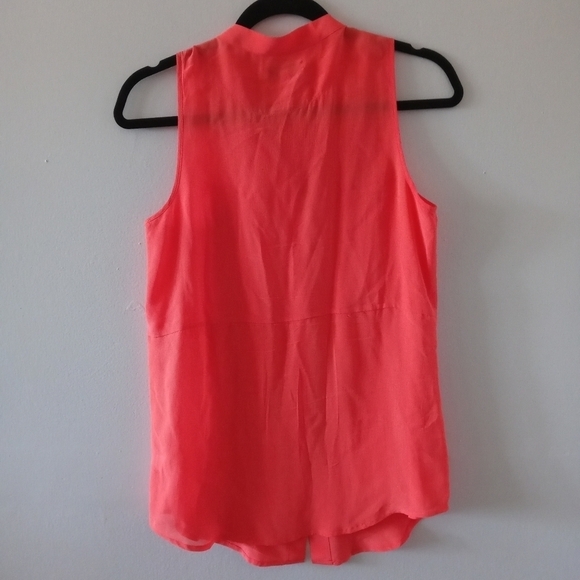 Madewell Cargo Sleeveless 100% Silk Top Neon Orange Size Small - Picture 3 of 10
